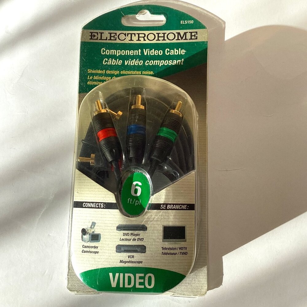 NIB Vintage Electrohome Component Video Cable 6 ft/pi Camcorder DVD Player TV
